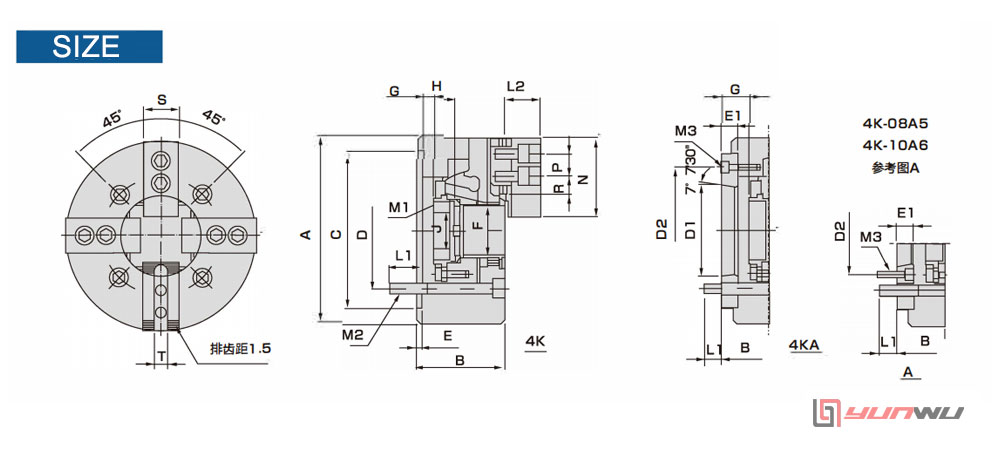4 Jaw Power Chuck size