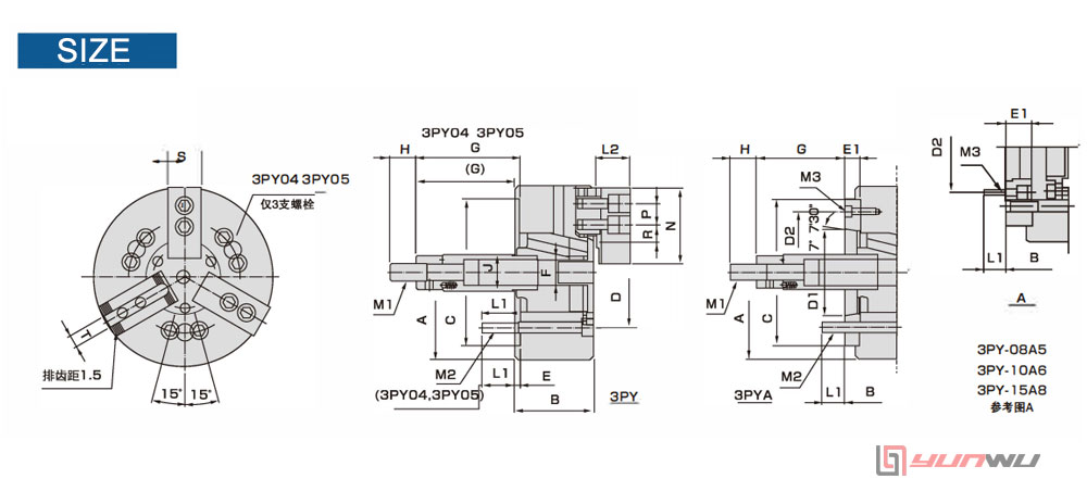 3 Jaw Independent Chuck size